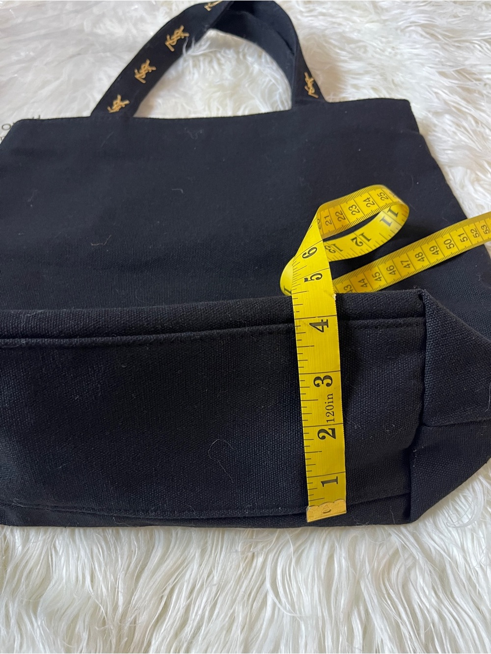 Yves Saint Laurent Black Canvas Tote with Gold YSL Embroidery, GWP - Picture 14 of 16
